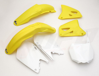 Komplet plastików suzuki rm 125 '01-'22, rm 250 '01-'22 kolor oem (żółty/biały) (su402e999)
