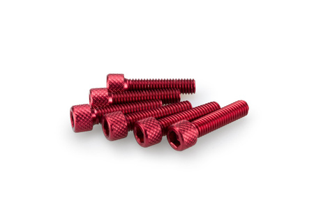 Śruby z anodyzowanego aluminium blister 6 śrub imbusowych m6x25mm czerwone