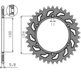Zębatka tylna 1027 37 ducati 750ss '91-'98, 900 '92-'98 (jtr735.37) (łańc. 520) (102737jt)
