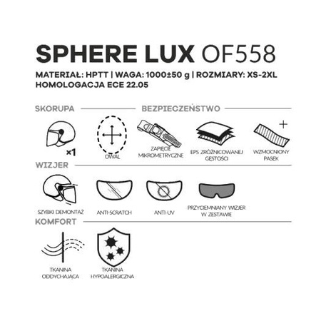 Kask otwarty LS2 OF558 Sphere Lux Matt Black