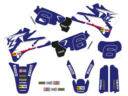 Komplet naklejek (oklein) + pokrowiec/poszycie na siedzenie yamaha yz 125/250 '96-'01, replica team yamaha '98