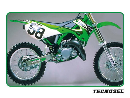 Komplet naklejek (oklein) kawasaki kx 125/250 '99-'02, replica oem kawasaki '00 kolor zielony/czarny