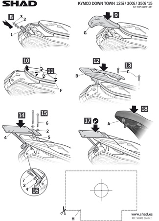 Stelaż kufra tylnego Shad do Kymco Down Town New 125-350 2015/16