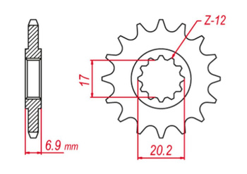 Zębatka przednia 600m14 aprilia,beta, mbk, peugeot, rieju, yamaha (silnik am6) (jtf1120.14)