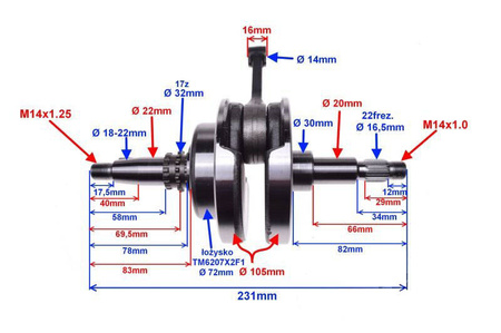 Wał korbowy do motocykla Honda CBF 150