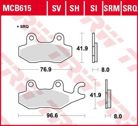 Klocki hamulcowe kh165 sinter track cagiva canyon 900 '97-'00, elephant 900 '90-'93, navigator 1000 '00-'05, kawasaki ex 250 '07-'14, ex 300