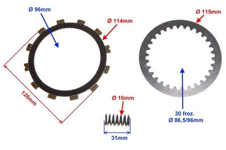 Komplet tarcz sprzęgła z przekładkami Suzuki Gn125