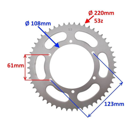 Zębatka tył 53Z 420H do Derbi Senda Wersja B