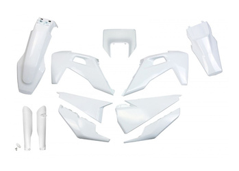 Komplet Plastików Z Osłonami Teleskopów (Amortyzatorów) Husqvarna Tx / Te 125 / 150 / 250 / 300 '20-'22, Fe 250 / 350 / 450 / 501 '20-'23 Kolor Biały