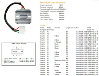 Dze regulator napięcia yamaha xj 550/600/650/750/900 '80-'89 (12r-81960-a1-00, 4h7-81960-50, 3g1-81960-a0-00) (esr320)
