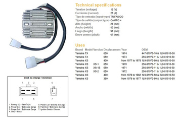Dze regulator napięcia yamaha xs650 75-81 (447-81970-10-00) (esr350)
