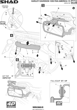 Stelaż kufra bocznego 4P Shad Terra do Harley Davidson Pan America