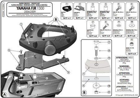 Stelaż Kufra Centralnego Yamaha Fjr 1300 (06-15) ( Z Płytą Monolock )