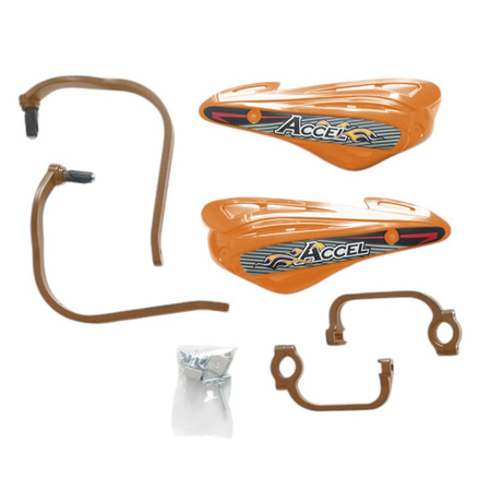 Osłony rąk (handbary) z mocowaniem aluminiowym strong (22+28mm) mocowanie 2 punktowe (alu-pomarańczowy, plastik-pomarańczowy)