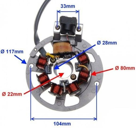 Stator Iskrownik skuter 2T 7 cewek 5 kabli