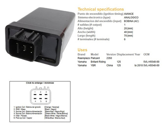 Dze moduł zapłonu cdi yamaha ybr125 (oem-5vl-h5540-00)
