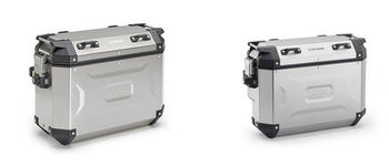 KUFRY BOCZNE 37L PRAWY I 48L LEWY MONOKEY CAM SIDE KVG48A KVG37A K'VOYAGER ALUMINIOWE KOLOR SREBRNY