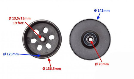 Szczęki Kompletne sprzęgło odśrodkowe CVT GY6 125 150 z dzwonem i talerzami