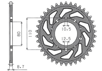 Zębatka tylna 334 43 honda cbr 600f '87-'90, vf 1000f '84-'87 (jtr1334.43) (łańc. 530) (33443jt)