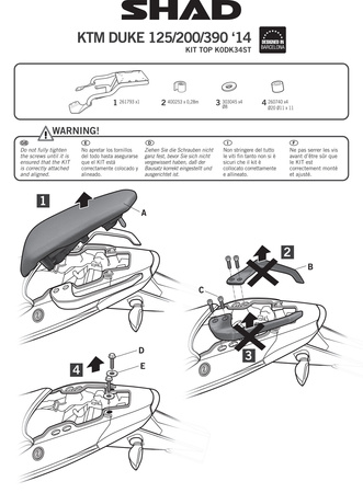 Stelaż kufra tylnego Shad do KTM Duke 125 /200/390 ( 11-15 )
