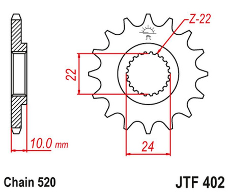 Zębatka przednia 402 16 z gumą bmw f 650 '94-'15, aprilia pegaso 650 '98-'04 (jtf402.16rb)* (łańc. 520)