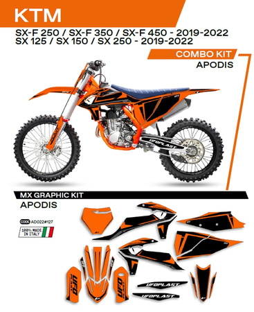Komplet naklejek (oklein) ktm sx/sxf 125/150/250/350/450 '19-'22 apodikolor pomarańczowy