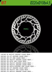 Tarcza hamulcowa tył gas gas 50/125/200/250/300/450/500/515 (220x108x4,5)