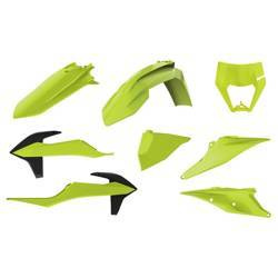 Komplet plastików ktm exc/exc-f tpi '17-'19 w zestawie osłona lampy (8666800004) i osłony amortyzatorów (8398600009) błotnik tylny bez pinów na lampę kolor żółty fluo