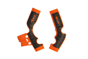 OSŁONY RAMY (KOMPLET) BI-MATERIAL SUPER GRIP KTM SX 65 '16-'24 KOLOR POMARAŃCZOWY / CZARNY