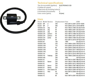 Dze cewka zapłonowa yamaha yfm 350/400/450/660 (3kj-82310-10)