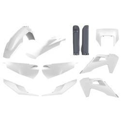 Komplet plastików husqvarna te/fe tpi '20-'23 w zestawie osłona lampy przedniej (8668700001) i osłony amortyzatorów (8398900006) kolor biało szary oem