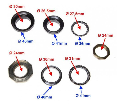 Łożysko kierownicy skuter 4T zestaw na sztycę 30mm