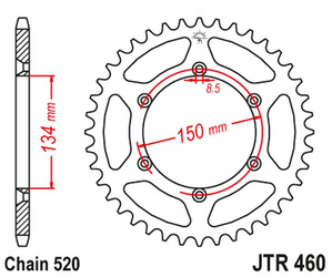 Zębatka tylna 489 46 aluminiowa racelite kawasaki kx/kxf '84-20 (48946jt) (łańc. 520) kolor czarny