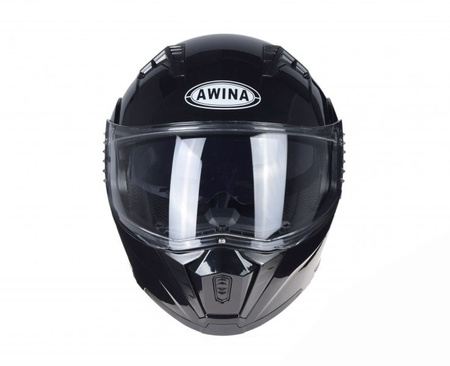 Kask motocyklowy szczękowy z blendą czarny