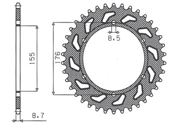 Zębatka tylna 4392 44 triumph 900/955/1000, triumph daytona t595 955 '97-'99  (jtr2011.44) (łańc. 530) (439244jt)