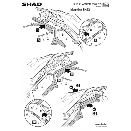 Stelaż do kufrów bocznych Shad 3P do Suzuki V-Strom DL 650