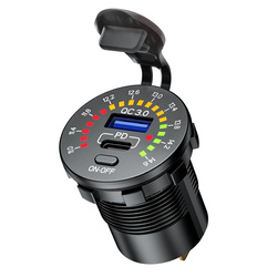 motocyklowe podwójne gniazdo usb typ-c + usb qc 3.0 - 40 w power delivery z woltomierzem montaż na powierzchnie płaską (owiewka, kufer)