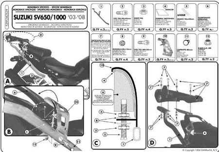 Stelaż Kufra Centralnego Suzuki Sv 650 / S (03-08) ( Bez Płyty )