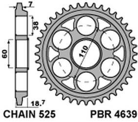 Zębatka tylna 4639 39 ( stal hartowana ) ducati 1199 panigale (12-13) (łańc. 525)