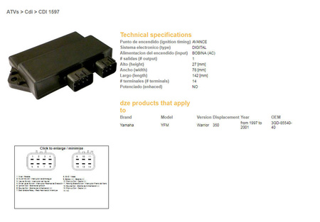 Dze moduł zapłonu cdi yamaha yfm350 warrior 97-01