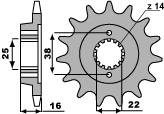 Zębatka przednia 2222 15 18nc ducati 796 hypermotard 10-12, monster 796 10-12 (łańc. 525)