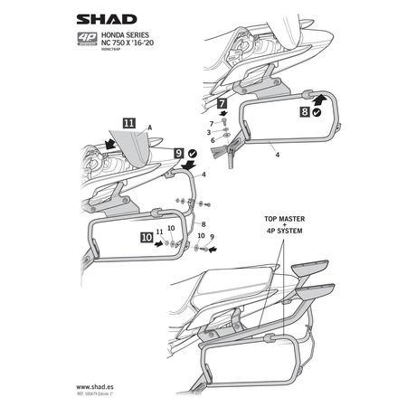 Stelaż do kufrów bocznych Shad 4P Terra do Honda NC750