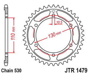 Zębatka tylna 241 48 yamaha yzf-r1 1000 '09-14' (24148jt) (łańc.530) (czarna)