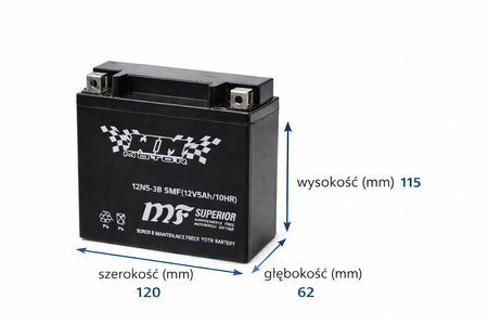 Akumulator 12N5-3B 12V 5Ah SIMSON S51, S70, SR50; MZ Etz 251; KYMCO Activ, Nexxon