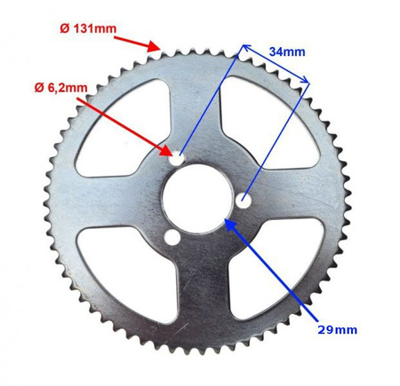 Zębatka tylna 64Z 140 25H do mini Pocket ATV