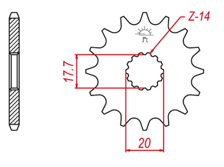 Zębatka przednia 577 12 yamaha yz 85 '02-'21 (-2) (jtf558.12)