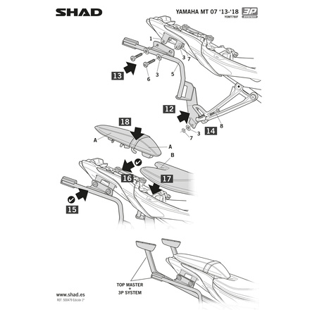 Stelaż do kufrów bocznych Shad 3P do Yamaha MT 07