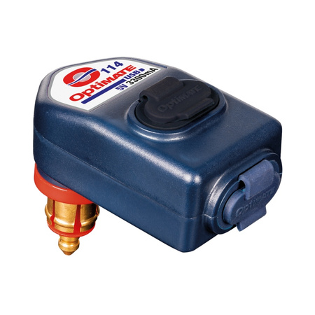 OPTIMATE ŁADOWARKA USB Z WTYCZKĄ DO GNIAZDKA DIN DO CAN-BUS BMW, TRIUMPH, DUCATI MULTISTRADA I Z GNIAZDKAMI USB-A ORAZ USB-C (3300MA) (ŁAMANA) (EL) - ZASTĘPUJE O105 V2