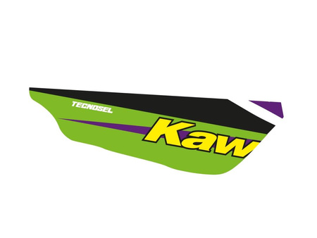 Komplet naklejek (oklein) + pokrowiec/poszycie na siedzenie kawasaki kx 125/250 '94-'98, replica team kawasaki '98