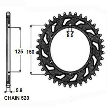 Zebatka napedzana stalowa sunstar sunr1-3547-42